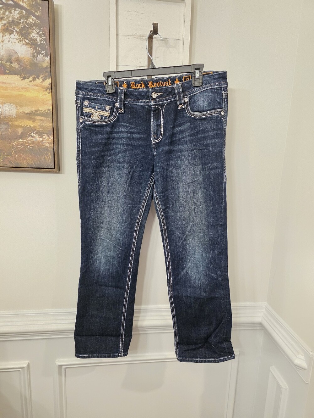 Rock Revival Dark Wash Nancy Crop Size 31